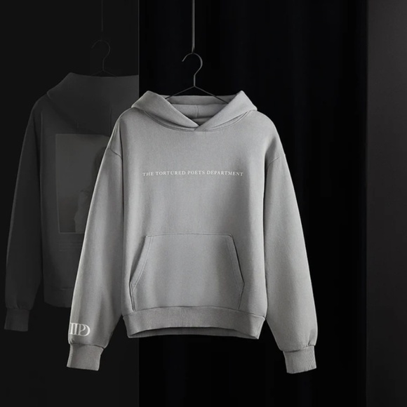 Taylor Swift The Tortured Poets Department Grey Hoodie - Picture 3 of 7
